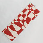 Deconstructed Harlequin Midcentury Modern Abstract Pattern in Retro Red and Almond Cream Yoga Mat Gallery Image 1