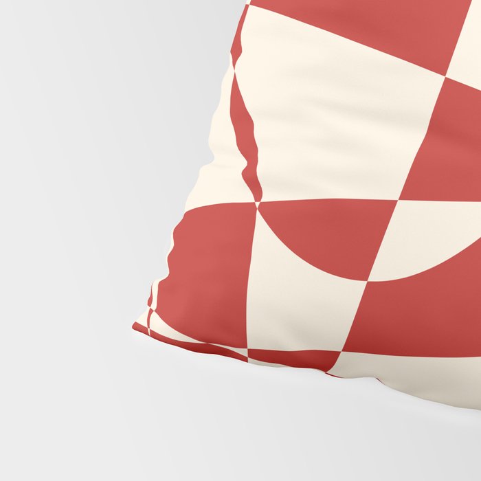 Deconstructed Harlequin Midcentury Modern Abstract Pattern in Retro Red and Almond Cream Pillow Sham Gallery Image 4