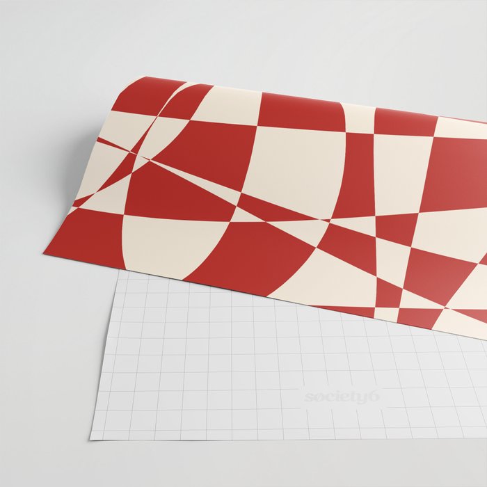 Deconstructed Harlequin Midcentury Modern Abstract Pattern in Retro Red and Almond Cream Wrapping Paper Gallery Image 2