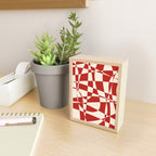 Deconstructed Harlequin Midcentury Modern Abstract Pattern in Retro Red and Almond Cream Mini Art Print Gallery Image 2