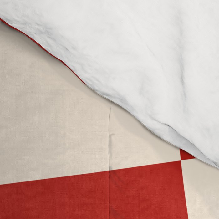 Deconstructed Harlequin Midcentury Modern Abstract Pattern in Retro Red and Almond Cream Comforter Gallery Image 4