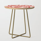 Deconstructed Harlequin Midcentury Modern Abstract Pattern in Retro Red and Almond Cream Side Table Gallery Image 1