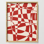 Deconstructed Harlequin Midcentury Modern Abstract Pattern in Retro Red and Almond Cream Serving Tray Gallery Image 1
