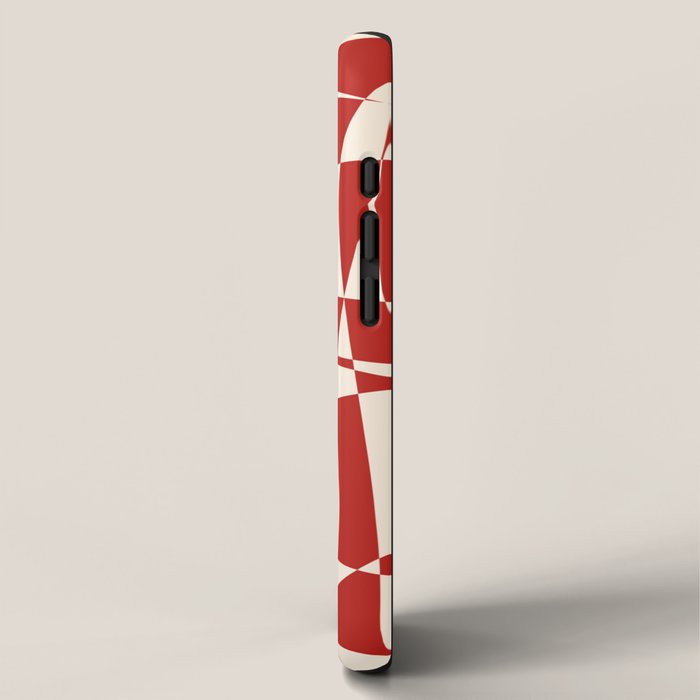 Deconstructed Harlequin Midcentury Modern Abstract Pattern in Retro Red and Almond Cream iPhone Case Gallery Image 2