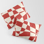 Deconstructed Harlequin Midcentury Modern Abstract Pattern in Retro Red and Almond Cream Pillow Sham Gallery Image 3