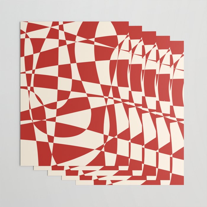 Deconstructed Harlequin Midcentury Modern Abstract Pattern in Retro Red and Almond Cream Wrapping Paper Gallery Image 3