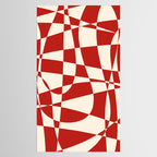 Deconstructed Harlequin Midcentury Modern Abstract Pattern in Retro Red and Almond Cream Tablecloth Gallery Image 2