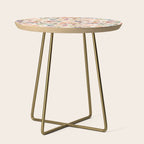 Hand painted ivory pink brown watercolor country floral Side Table Gallery Image 1