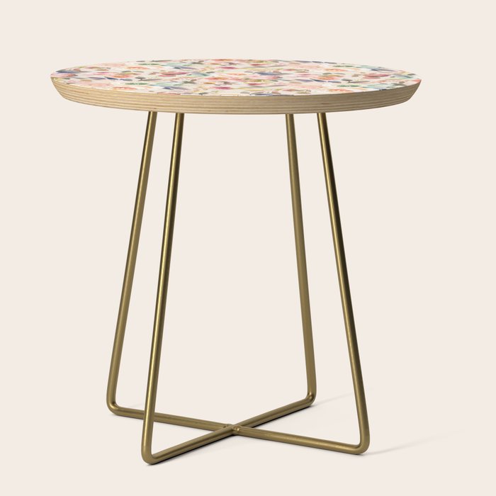 Hand painted ivory pink brown watercolor country floral Side Table Gallery Image 1