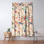 Hand painted ivory pink brown watercolor country floral Window Curtain Gallery Image 5