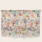 Hand painted ivory pink brown watercolor country floral Wall Hanging Gallery Image 1