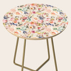 Hand painted ivory pink brown watercolor country floral Side Table Gallery Image 2