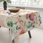 Hand painted ivory pink brown watercolor country floral Tablecloth Gallery Image 3