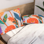 Marigold Celebration, Floral Nature, Botanical Flowers, Blossom Garden Bloom Summer India, Festival Celebrate Plants Leaves, Bohemian Illustration Painting Pillow Sham Gallery Image 2
