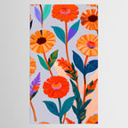 Marigold Celebration, Floral Nature, Botanical Flowers, Blossom Garden Bloom Summer India, Festival Celebrate Plants Leaves, Bohemian Illustration Painting Tablecloth Gallery Image 2