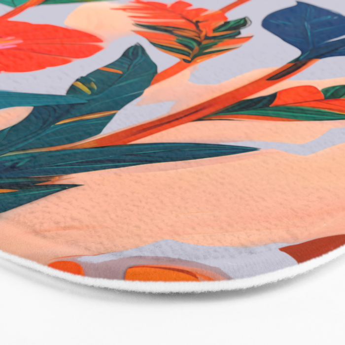 Marigold Celebration, Floral Nature, Botanical Flowers, Blossom Garden Bloom Summer India, Festival Celebrate Plants Leaves, Bohemian Illustration Painting Bath Mat Gallery Image 3