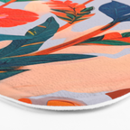 Marigold Celebration, Floral Nature, Botanical Flowers, Blossom Garden Bloom Summer India, Festival Celebrate Plants Leaves, Bohemian Illustration Painting Bath Mat Gallery Image 3