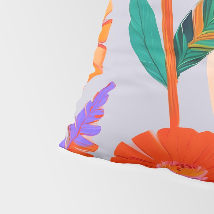 Marigold Celebration, Floral Nature, Botanical Flowers, Blossom Garden Bloom Summer India, Festival Celebrate Plants Leaves, Bohemian Illustration Painting Pillow Sham Gallery Image 4