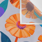 Marigold Celebration, Floral Nature, Botanical Flowers, Blossom Garden Bloom Summer India, Festival Celebrate Plants Leaves, Bohemian Illustration Painting Wall Tapestry Gallery Image 3