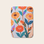 Marigold Celebration, Floral Nature, Botanical Flowers, Blossom Garden Bloom Summer India, Festival Celebrate Plants Leaves, Bohemian Illustration Painting Bath Mat Gallery Image 1