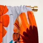 Marigold Celebration, Floral Nature, Botanical Flowers, Blossom Garden Bloom Summer India, Festival Celebrate Plants Leaves, Bohemian Illustration Painting Window Curtain Gallery Image 2
