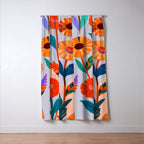 Marigold Celebration, Floral Nature, Botanical Flowers, Blossom Garden Bloom Summer India, Festival Celebrate Plants Leaves, Bohemian Illustration Painting Window Curtain Gallery Image 3