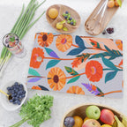 Marigold Celebration, Floral Nature, Botanical Flowers, Blossom Garden Bloom Summer India, Festival Celebrate Plants Leaves, Bohemian Illustration Painting Cutting Board Gallery Image 2