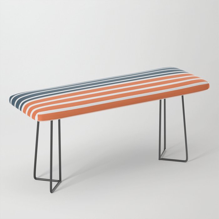 Navy Blue Orange Stripes Bench Gallery Image 1