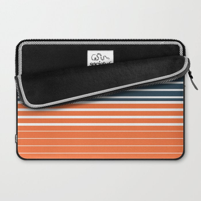 Navy Blue Orange Stripes Laptop Sleeve Gallery Image 2