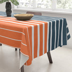 Navy Blue Orange Stripes Tablecloth Gallery Image 3