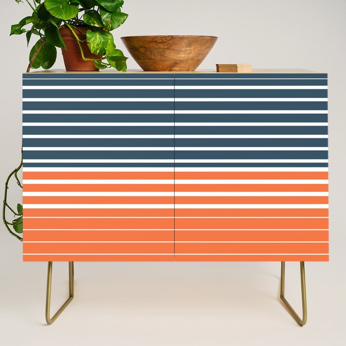 Navy Blue Orange Stripes Credenza Gallery Image 1