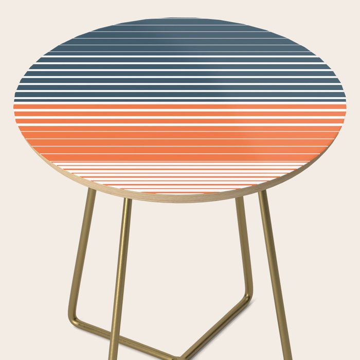 Navy Blue Orange Stripes Side Table Gallery Image 2