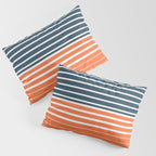 Navy Blue Orange Stripes Pillow Sham Gallery Image 3