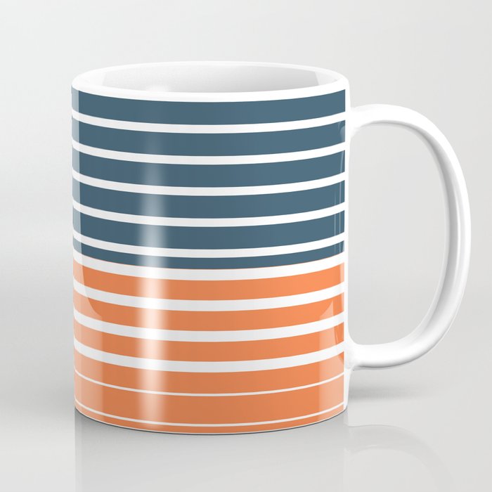 Navy Blue Orange Stripes Coffee Mug Gallery Image 1