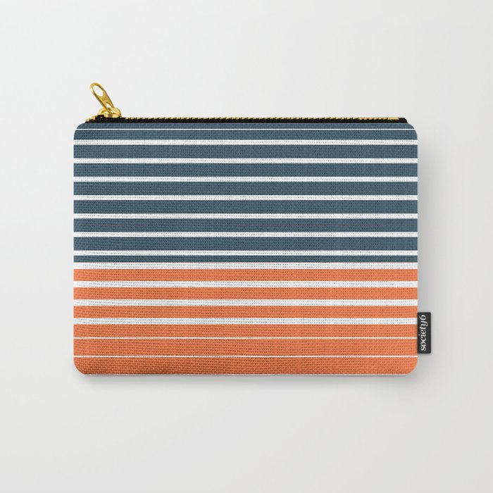 Navy Blue Orange Stripes Carry All Pouch Gallery Image 1