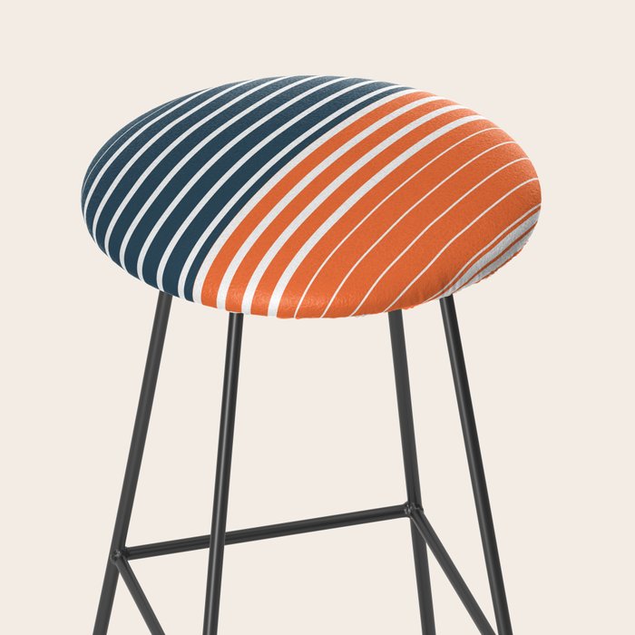 Navy Blue Orange Stripes Stool Gallery Image 2