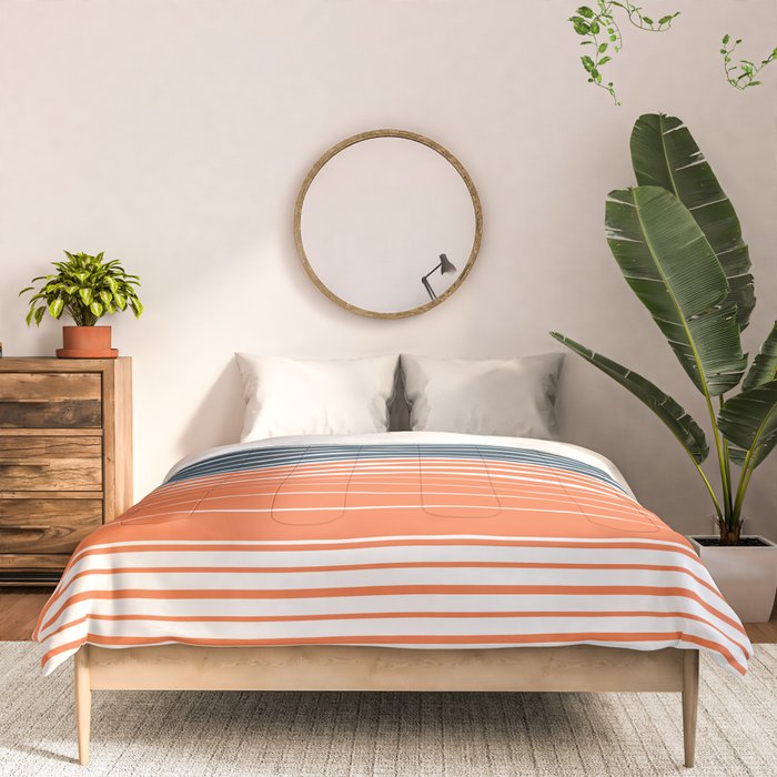 Navy Blue Orange Stripes Comforter Gallery Image 3