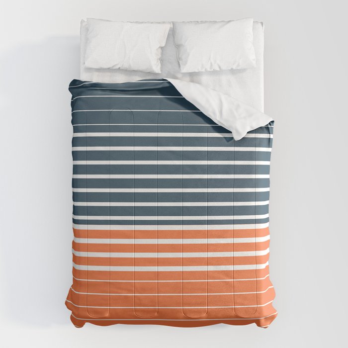 Navy Blue Orange Stripes Comforter Gallery Image 6