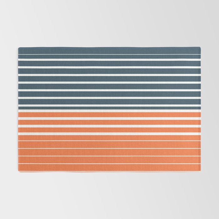 Navy Blue Orange Stripes Rug Gallery Image 2