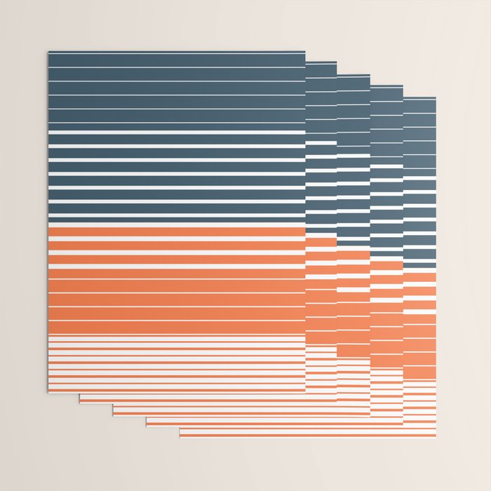 Navy Blue Orange Stripes Wrapping Paper Gallery Image 3