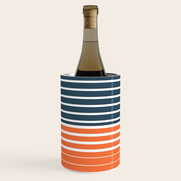 Navy Blue Orange Stripes Wine Chiller Gallery Image 2