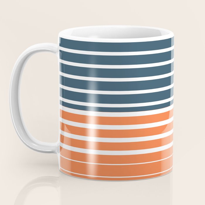 Navy Blue Orange Stripes Coffee Mug Gallery Image 3