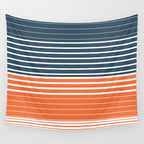 Navy Blue Orange Stripes Wall Tapestry Gallery Image 4