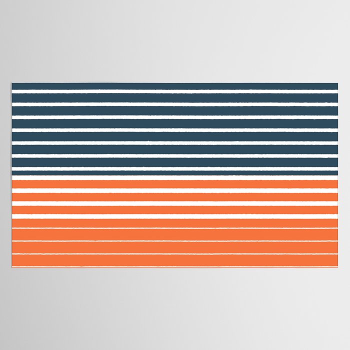 Navy Blue Orange Stripes Tablecloth Gallery Image 2
