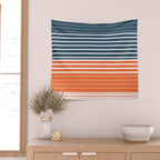 Navy Blue Orange Stripes Wall Tapestry Gallery Image 2