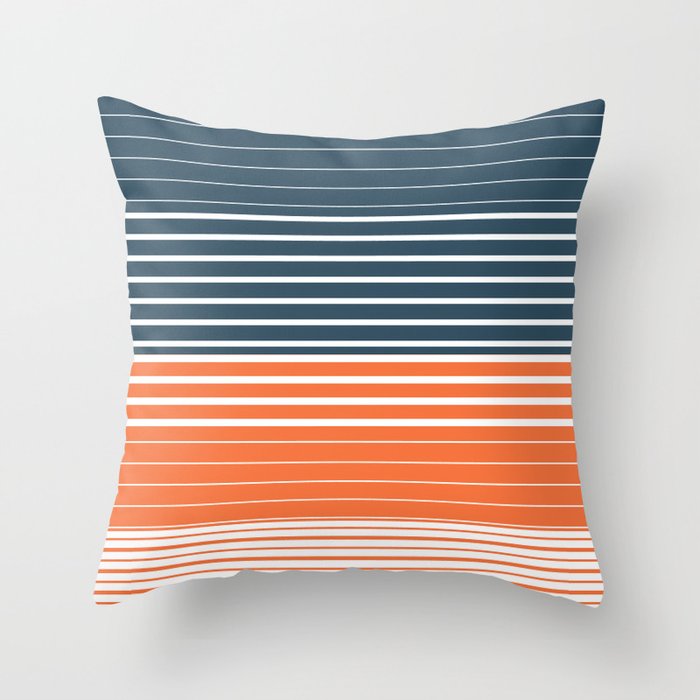 Navy Blue Orange Stripes Throw Pillow Gallery Image 6