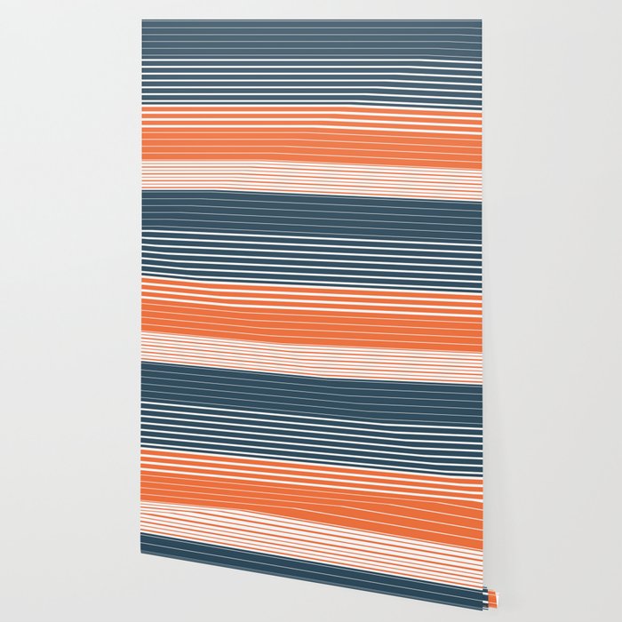 Navy Blue Orange Stripes Wallpaper Gallery Image 2