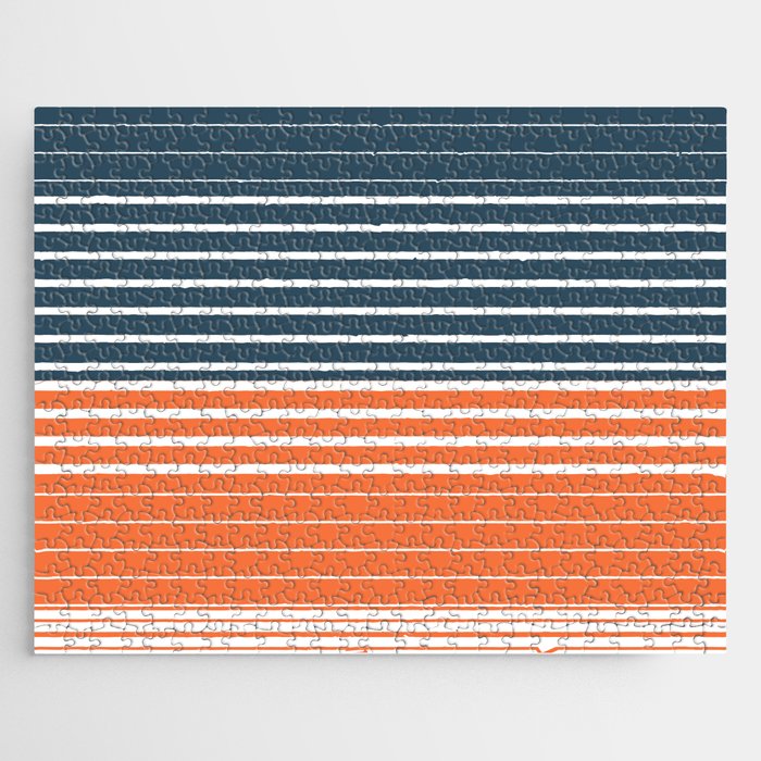 Navy Blue Orange Stripes Jigsaw Puzzle Gallery Image 1