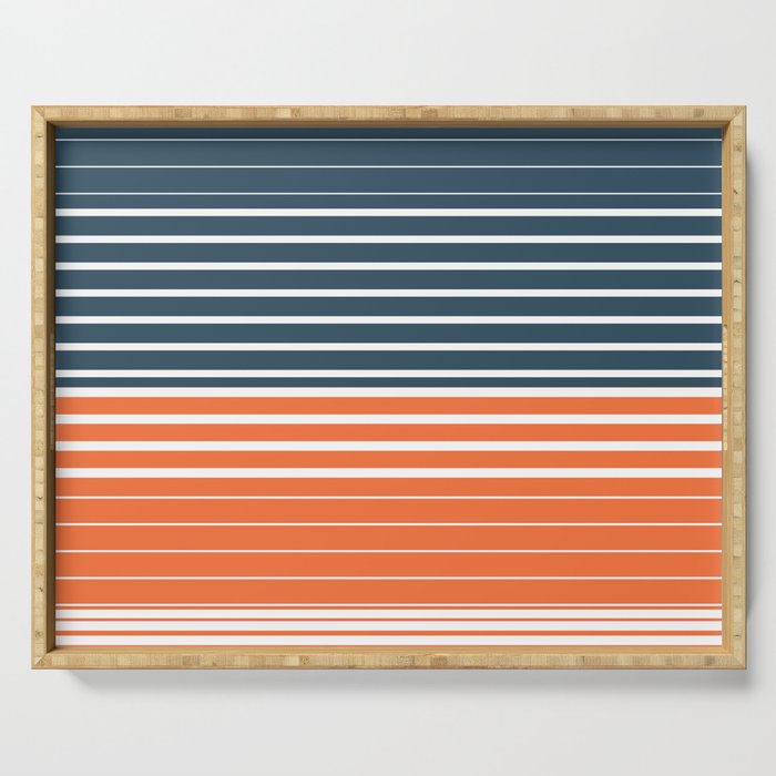 Navy Blue Orange Stripes Serving Tray
