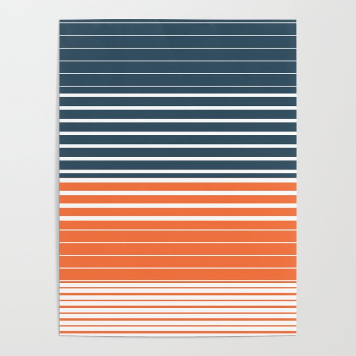 Navy Blue Orange Stripes Poster Gallery Image 4